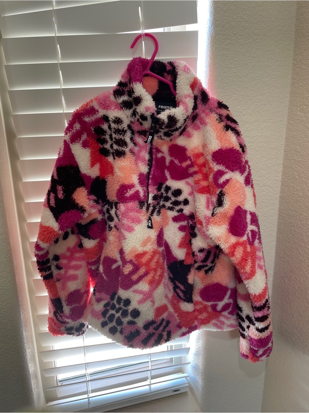Girls' Floral Sherpa Pullover Jacket - Pink Multi